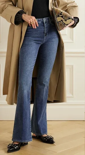 NWOT L’AGENCE Marty Mid-Rise Flared Jeans Slim Fit Acid Wash Blue Womens Size 23 thumbnail 1