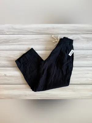 Old Navy High-Waisted Crinkle Gauze Barrel Ankle Pants Black XS NWT thumbnail 5