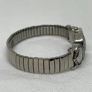 Collezio women silver tone watch 20mm oval hearts mop dial size 7” running thumbnail 5
