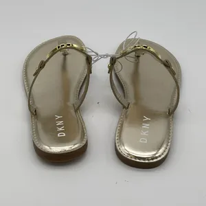 NWOT DKNY Flat Sandals Women's Size 6 Metallic Gold Flip Flop Thong New Slip‎ On thumbnail 5