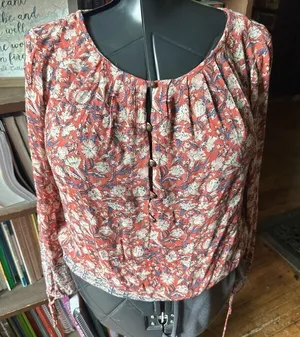 Lucky Brand floral lightweight boho peasant blouse thumbnail 1
