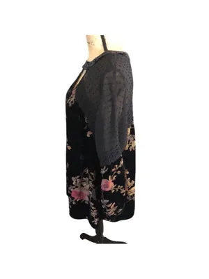 Daniel Rainn Black Floral Velvet Lined Burnout Embroidered 1X Black Floral thumbnail 4
