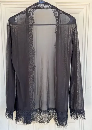 Elegant Black Lace Sheer Robe thumbnail 1
