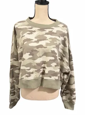 Aerie Women's Green Camo Take It Easy Crew Sweatshirt Sz L Comfort Cozy Casual thumbnail 1