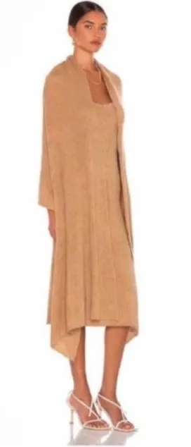NWT Revolve x LPA Salmah Dress in Camel Tan *Shawl has a Flaw thumbnail 1