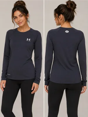 NWT Under Armour ColdGear Women's Long-Sleeve Training Tee — Charcoal Black thumbnail 2