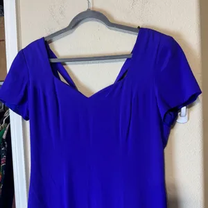Liz Claiborne 100% Silk Midi Dress Purple‎ sz 14 side slit formal prom romantic thumbnail 11