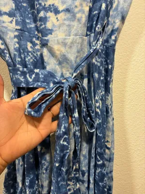 Reformation Blue Linen Tie-Dye Midi Dress M thumbnail 9