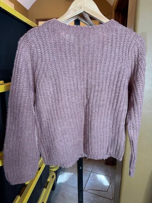 VILA Rose Pink Chunky Knit Cardigan Sz Small Button Front Cozy Textured Sweater thumbnail 6
