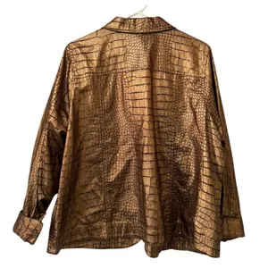 Birch Hill Women‎ Size 1X Button Down Jacket Faux Snake Skin Golden Brown City thumbnail 2