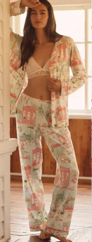 BedHead X Anthropologie Parisian Delight Classic Jersey Pajama Set Long Sleeve thumbnail 1