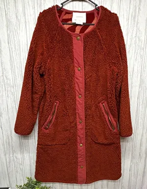 Anthropologie Womens Size S Reversible Animal Print Snap Coat Pockets Brown thumbnail 1