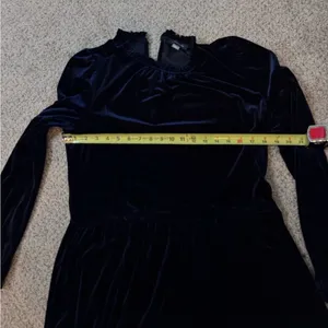 Tommy Hilfiger Navy Velvet Ruffle Mock Neck Long Sleeve Dress Office 12 Formal thumbnail 11