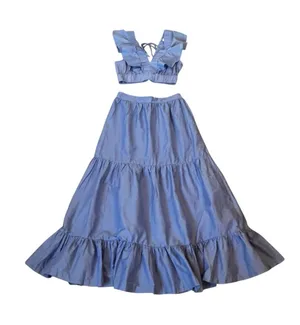 Japna Tiered Ruffled Maxi Skirt & Ruffle Crop Top European Summer Cottagecore thumbnail 1