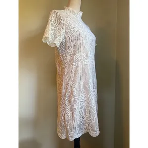 Byer dainty White Crochet Lace cottage resort Dress Nude Small‎ whimsi Y2K boho thumbnail 2