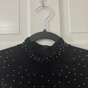 Black Mesh Rhinestone Sheer Bodysuit L Club Going Out Festival Sparkly Glam thumbnail 6