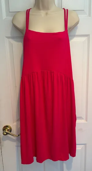 Old Navy Carousel Pink Apron Neck Cross Back Mini Dress XL Minimalist Resort y2k thumbnail 1