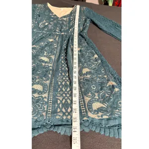 Xhilaration Green Lace Fit & Flare Cocktail Dress Long Sleeve Med coquettecore thumbnail 10