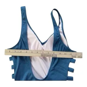 SHADE & SHORE Green Ribbed Strappy One Piece Size Small Swimsuit Medium Coverage thumbnail 6