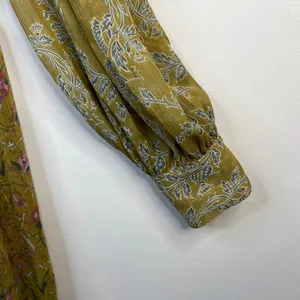 House of Harlow 1960 Mustard Floral Smocked Long Sleeve Flowy Smocked dress M thumbnail 3