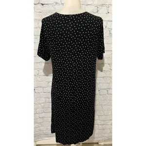 Ann Taylor Loft Navy Blue And White Polka Dot Dress Rayon Blend Size Medium thumbnail 4