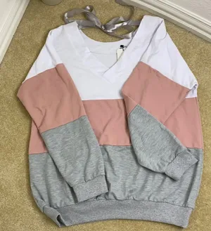 Women’s Long Sleeve Sweater M with Ribbon Tie Gray Size M thumbnail 1