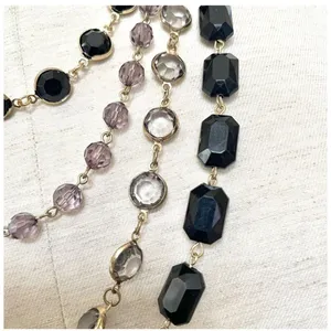 Gold tone multi strand beaded statement necklace thumbnail 3