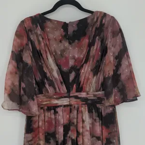 Adrianna Papell Womens Floral Chiffon Draped Gown Dress Size 8 Flowy Maxi V Neck thumbnail 13
