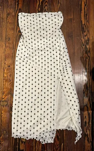 Urban Outfitters Strapless White Dress with Black Polka Dots thumbnail 1
