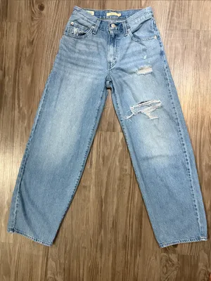Levi’s Premium Baggy Dad Jeans 24 Fits 27x28 In the Middle Distressed $118 thumbnail 2