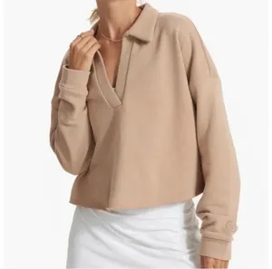 Vuori Sedona Cropped Polo Shirt Sweatshirt Tan thumbnail 2