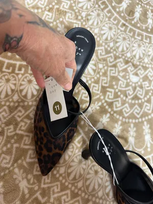 a new day Leopard Pointed Toe Slingback Heels - Brown/Black thumbnail 7