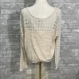 Anthropologie Meadow Rue Cream Lace Detail Blouse thumbnail 4