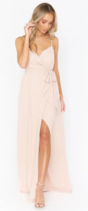 Show Me‎ Your Mumu Liz Maxi Dress Strappy Wrap Dusty Blush Crisp Pink NWT M thumbnail 1