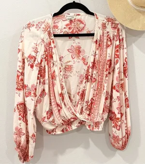 Sky and Sand pink‎ and cream blouse size Medium thumbnail 1