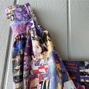 Printed Artworks Organic Cotton‎ Collage Flamee Purple Print Cropped Blouse XS thumbnail 9