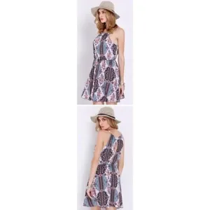 ✨Multicolour Spaghetti Halterneck Print Dress✨ Black Size L thumbnail 2