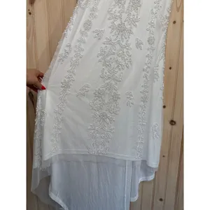 NWT Lulus Momentous Love White Beaded Bustier Mesh Mermaid Maxi Dress Bride XS thumbnail 6