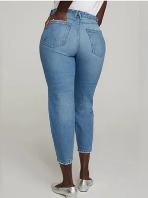 Good American Mid-Rise Cropped Straight Jeans - Blue thumbnail 2