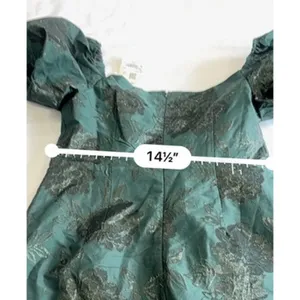 Altar'd State Skylar Emerald Green Floral Jacquard Puff Sleeve Mini Dress NWT M thumbnail 13