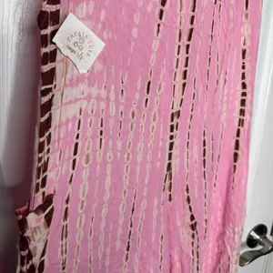 PAPAYA TREE IMPORTS Pink Tan Tie Dye Wide Leg‎ Jumpsuit thumbnail 3