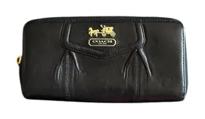 Coach Madison Leather Accordion Wallet in Black thumbnail 1