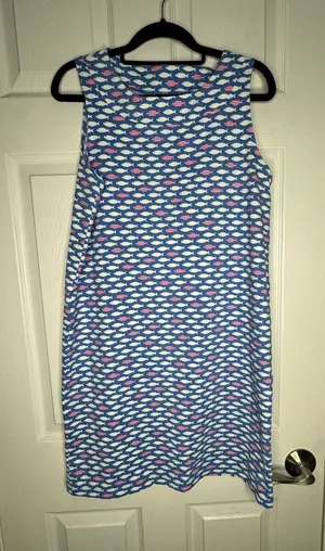 Sailor Sailor‎ Lucille Fish Print Dress Size M Blue White Pink Fish Nautical thumbnail 1