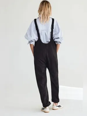 We the Free High Roller Denim Overalls Mineral Black Size S thumbnail 3