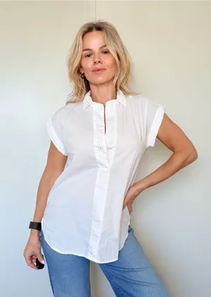 J. Crew White Short-Sleeve Popover Shirt thumbnail 1