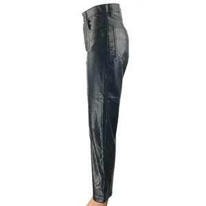 Abercrombie & Fitch Womens Black Faux Leather Vegan Flare Trousers Pants Size XS thumbnail 2