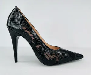 Gucci Python Embossed Leather & Mesh GG Rhombus Heel Pumps Size EU 39.5 thumbnail 1