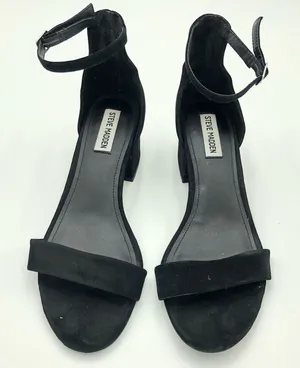 Steve Madden Irenee Black Suede Ankle Strap Block Heel Size 10 thumbnail 1