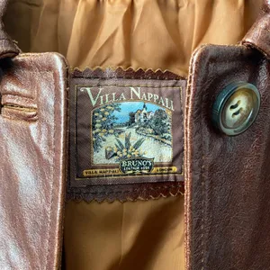 Villa Nappali Leather Distressed Rugged Blazer‎ Jacket 12 Brown Outerwear Coat thumbnail 4