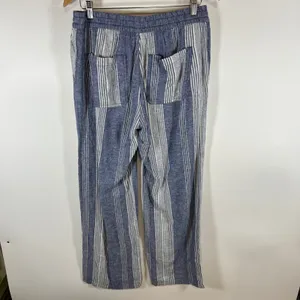 Old Navy‎ Womens Blue White Striped Linen Blend Drawstring Straight Leg Pants M thumbnail 6